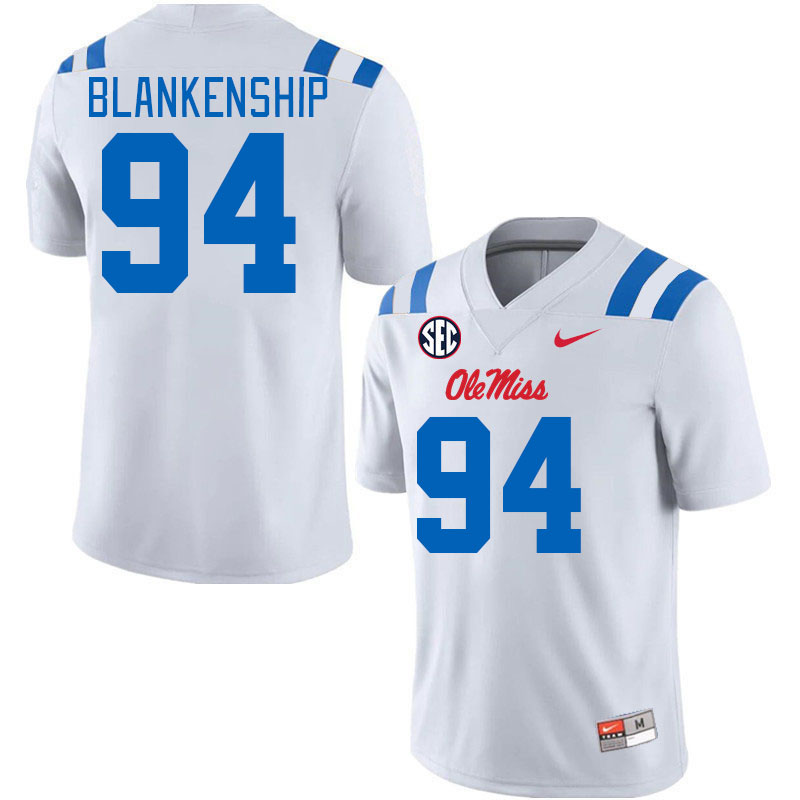 Men #94 Caleb Blankenship Ole Miss Rebels 2024 New Uniforms College Football Jerseys Stitched-White